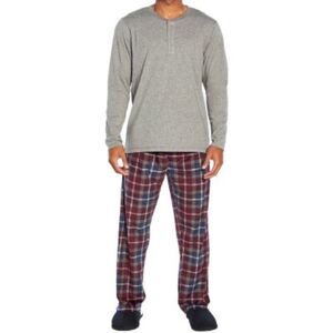 Eddie Bauer Men's Soft Pajama's Lounge wear Plaid Fleece Set XL